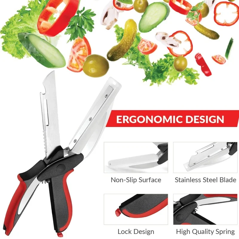 Detachable 6-in-1 Kitchen Scissors with Cutting Board Fruit Vegetable Meat Cutter Bottle Opener Fish Scale Scraper Food Shears