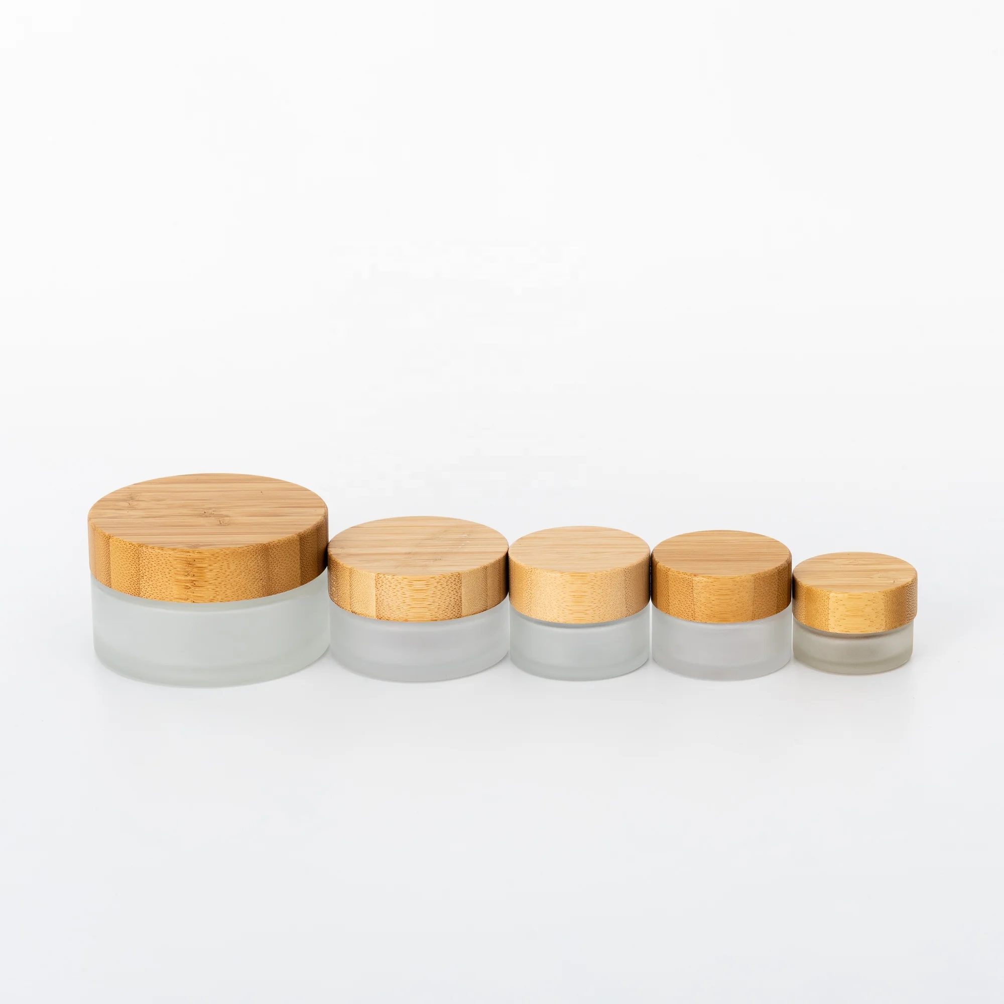 Eco friendly cosmetic packaging cosmetic glass jar with bamboo lid 100g glass cosmetic jar real bamboo