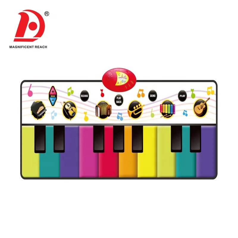 HUADA Rainbow Colors Toddlers Sensory Indoor Floor Activity Electronic Music Keyboard Toys Baby Piano Musical Dance Mat For Kids