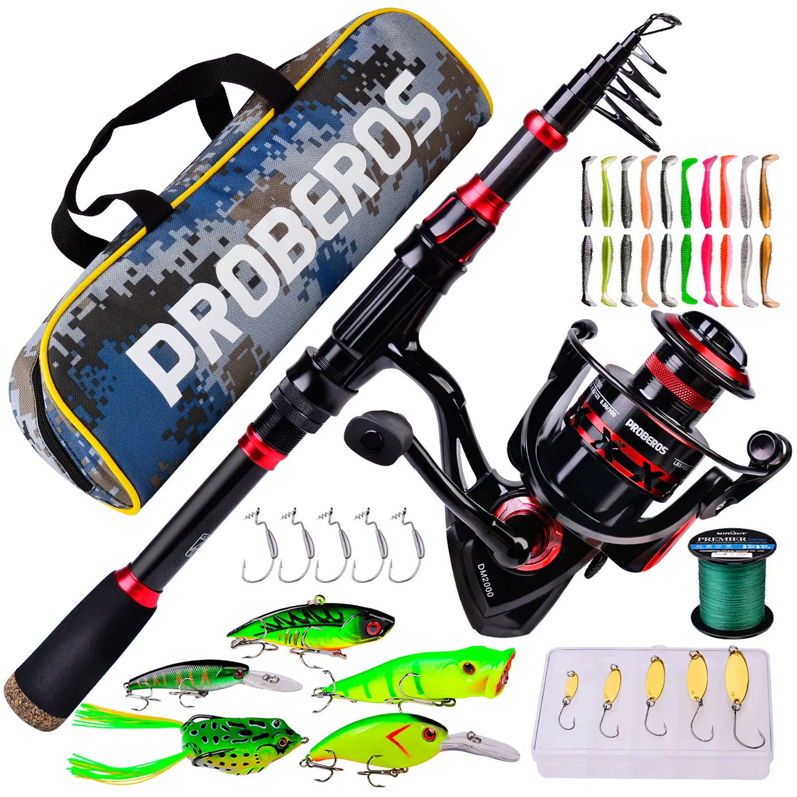 Outdoor Portable Telescopic Fishing Rod And Reel Combo With Line Bait Tackle Hooks Lure Box Soft Carry Bag