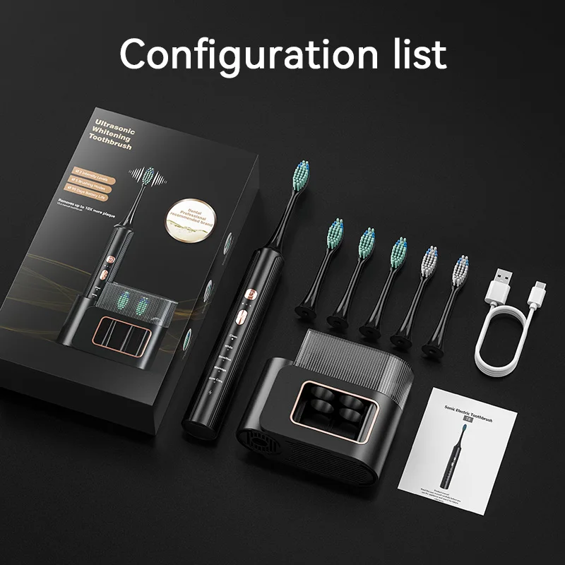 BSCI ISO9001 Factory Ceramic Texture Paint Metal Body Powerful Tooth Brush Sonic UV Case Travel Electric Toothbrush