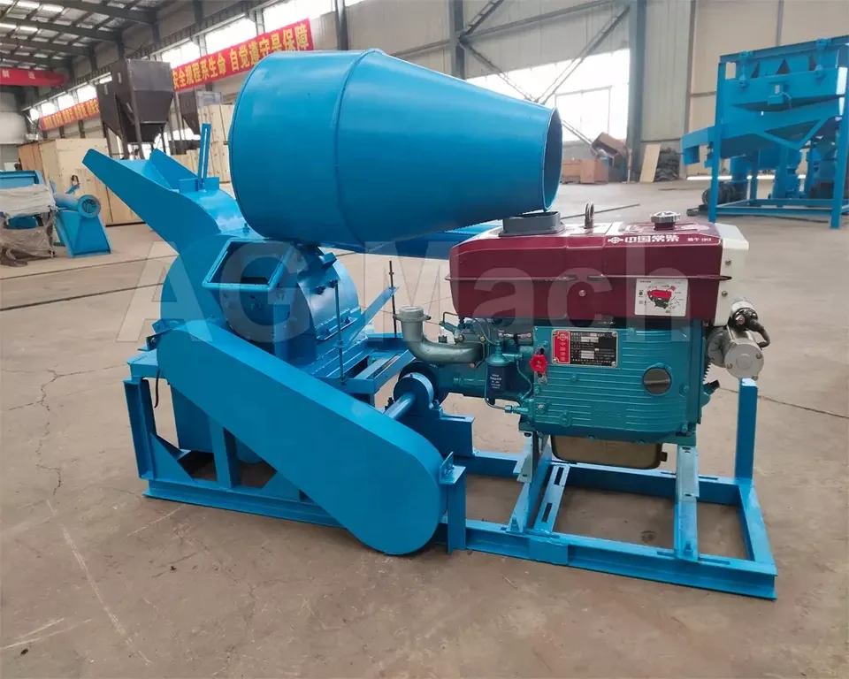 Diesel 22HP Biomass Wood Crusher Wood Gringer Machine