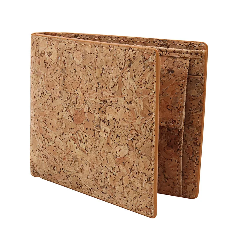 Wholesale Cork Leather Wallets Slim Short Cork Coin Wallet Bifold Mens Cork Leather Men Wallet