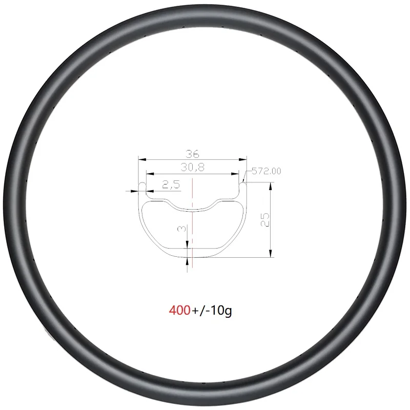 
26er MTB XC bike 36mm wide hookless carbon rim clincher tubeless 25mm deep UD 3K matte glossy 24 28 32 H mountain disc bike 