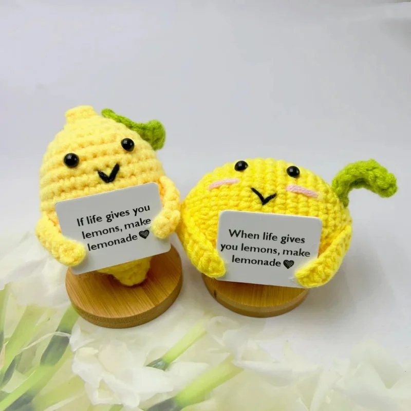 Amigurumi Lemons Handmade Crochet Encouragement Gift Custom Crochet Positive Vegetables Plush Emotional Support Lemon Toys
