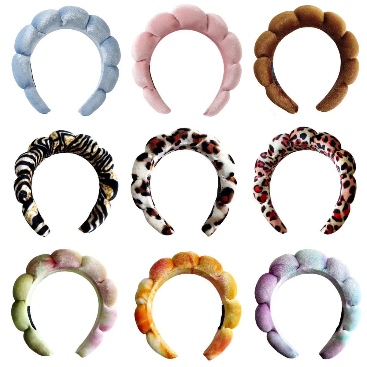Hot Selling Hair Accessories Sponge Headband Puffy Spa Terry Towel Cloth Fabric Headbands SPA Hairband For Makeup