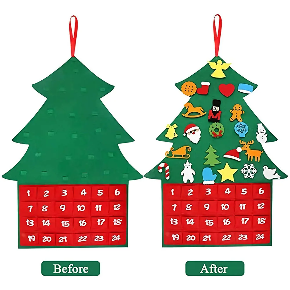 Customized diy felt christmas tree wall hanging Christmas Calendar xmas gifts