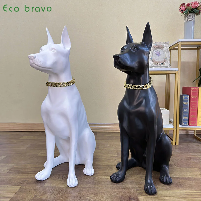 Home Decor Resin Crafts Nordic Style Light Luxury Living Room Decoration Doberman Dog Sculpture Simulation Animal Ornaments Gift
