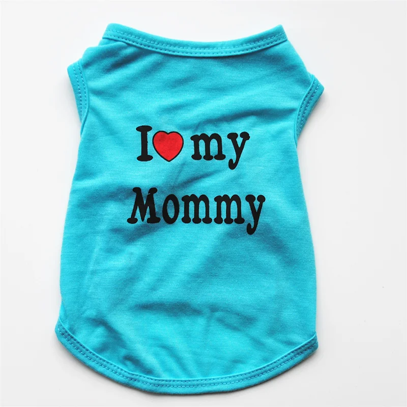 Amazon Hot Sale Custom Logo Brand Dog clothes I love my Daddy,I love my Mommy dog cat costume dog t-shirt for small puppy