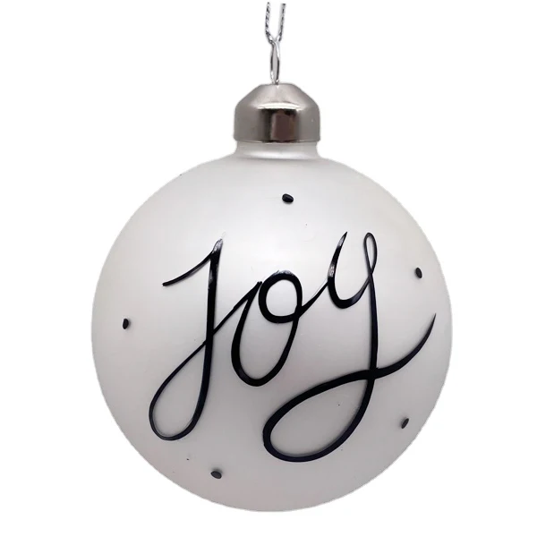 Custom Logo Hollow Christmas Ornament Ball Glass White Ornament Ball Christmas Tree Decoration