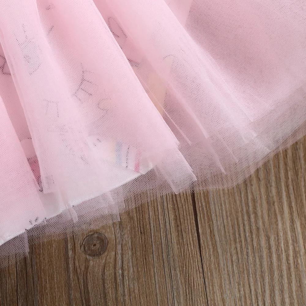 Nifty Unicorn Figures Baby Jumpsuit Girls Party Dress Pettiskirt Princess Wedding Children Clothes Set