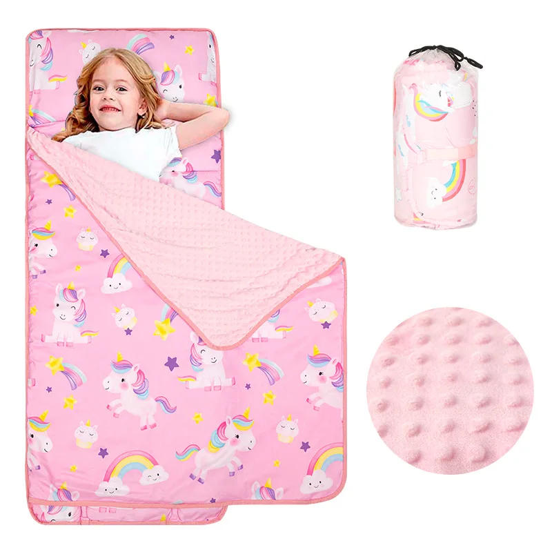In Stock 2 in 1 pillow blanket Toddler Nap Mat Lightweight and Soft Perfect for Kids Preschool Fit on a Standard Cot