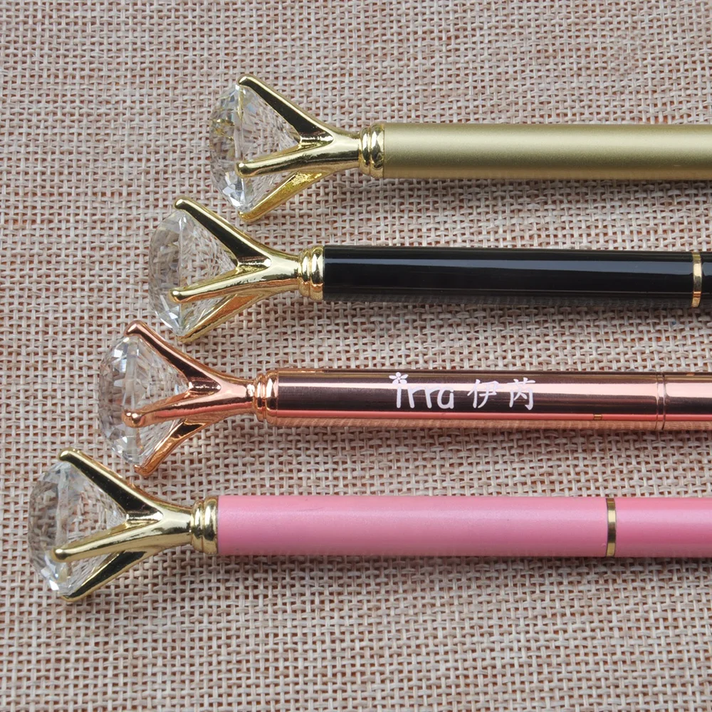 High quality golden crystal top attractive diamond gift metal ballpoint pen