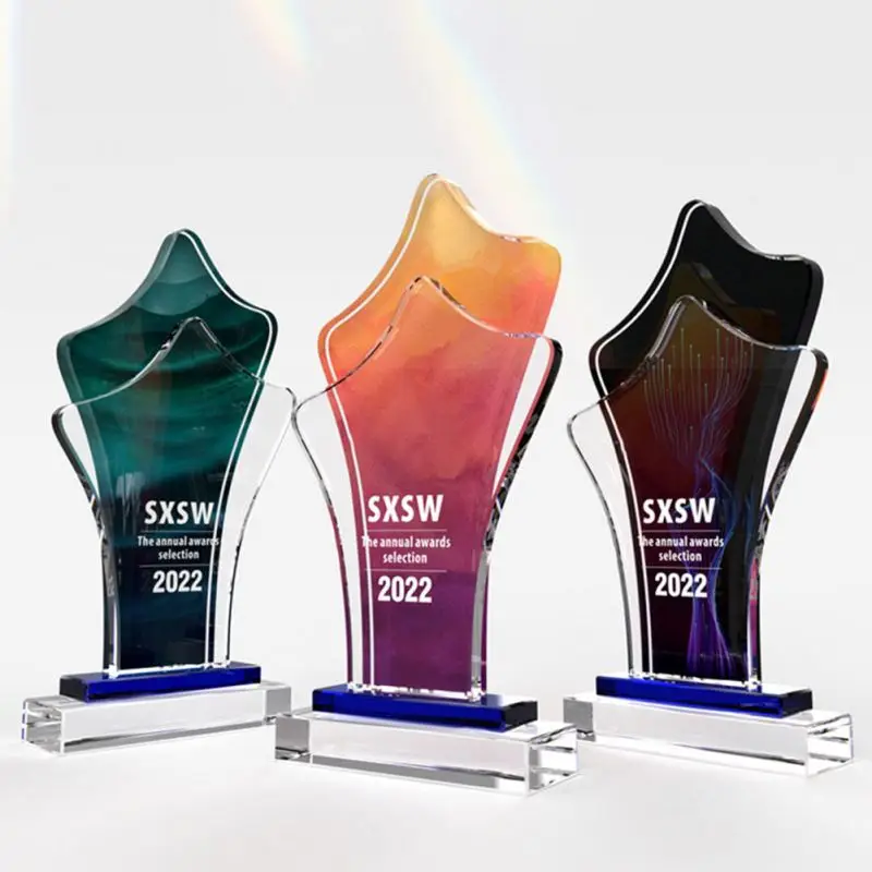 Wholesale 3D Laser Engrving, Acrylic Awards Blank Crystal Trophy Custom Logo Acrylic Star Awards For Business Gift/