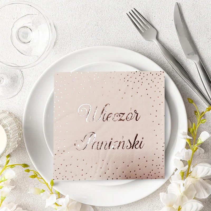 Anyou Pink Gold Foil Disposable Monogrammed Paper Napkins Soft Luxury Hand Tissues for Birthday Western Dining Room Party Supply