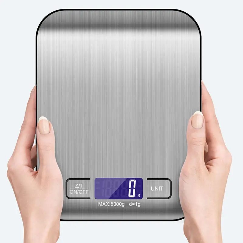 5kg Stainless Steel Digital Electronic Scale Household Kitchen Measuring Weight Volume Food Scale