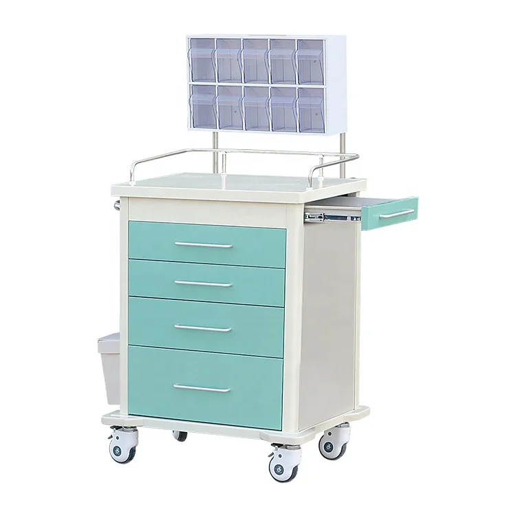 Factory Direct Selling ABS Anesthesia Trolley Cart Medical Emergency Cart Instrument Medicine Trolley