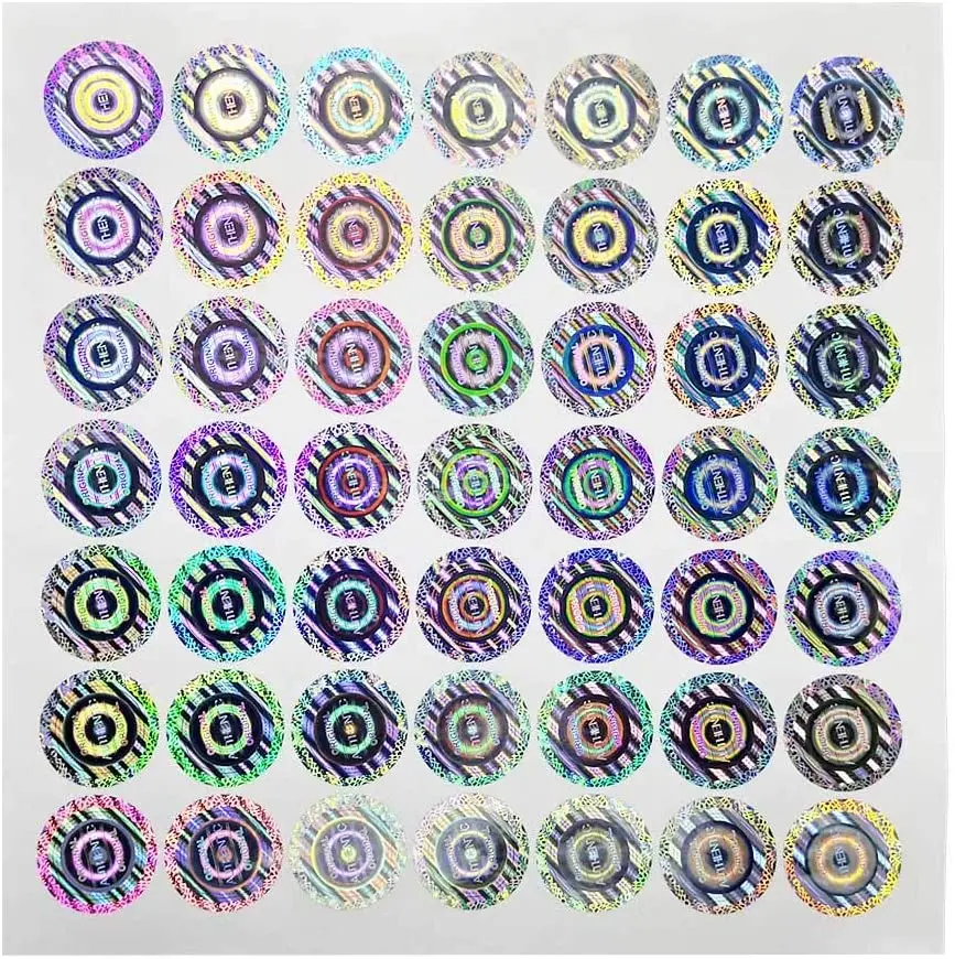 Custom Round Silver Genuine Authentic Tamper Evident Warranty Void Security Seal Tape Laser Holographic foil  Hologram Stickers