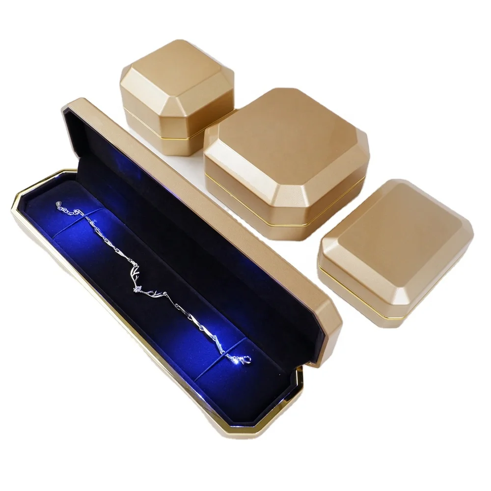 Factory  Custom Color Plastic Jewelry organizer Box Luxury  Led Light  Pendant Bracelet Ring Jewelry Box with light