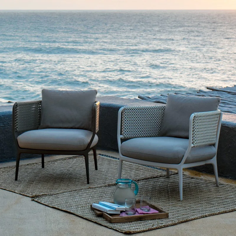 Nordic style outdoor sofa chair courtyard garden waterproof hotel beach furniture