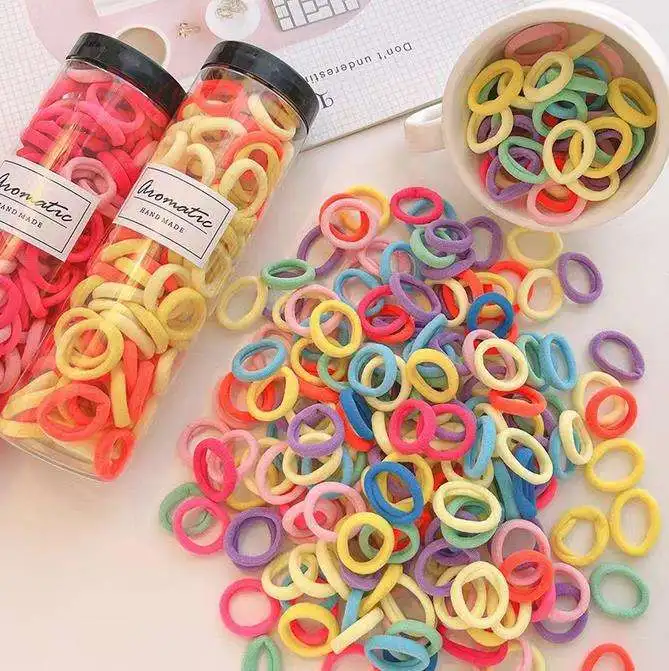 Discount Promotion New Customers 100 Strings A Can Korean Sweet Colorful Nylon High Elastic Head Rope Seamless Band Hair Ties