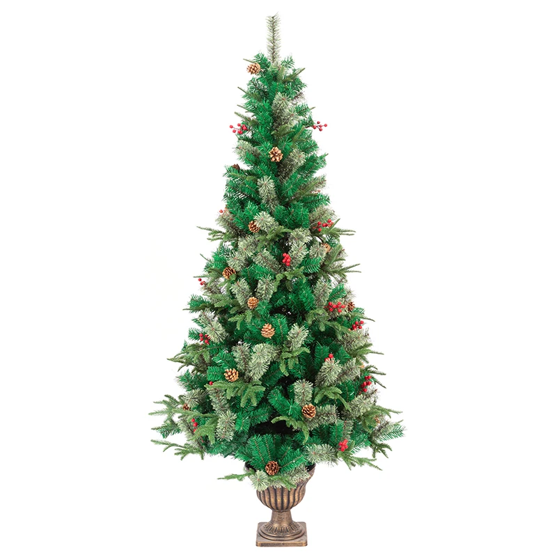 Pre-lit Artificial Full Down Sweeping Green Douglas Fir White Lights Including Stand Christmas Tree