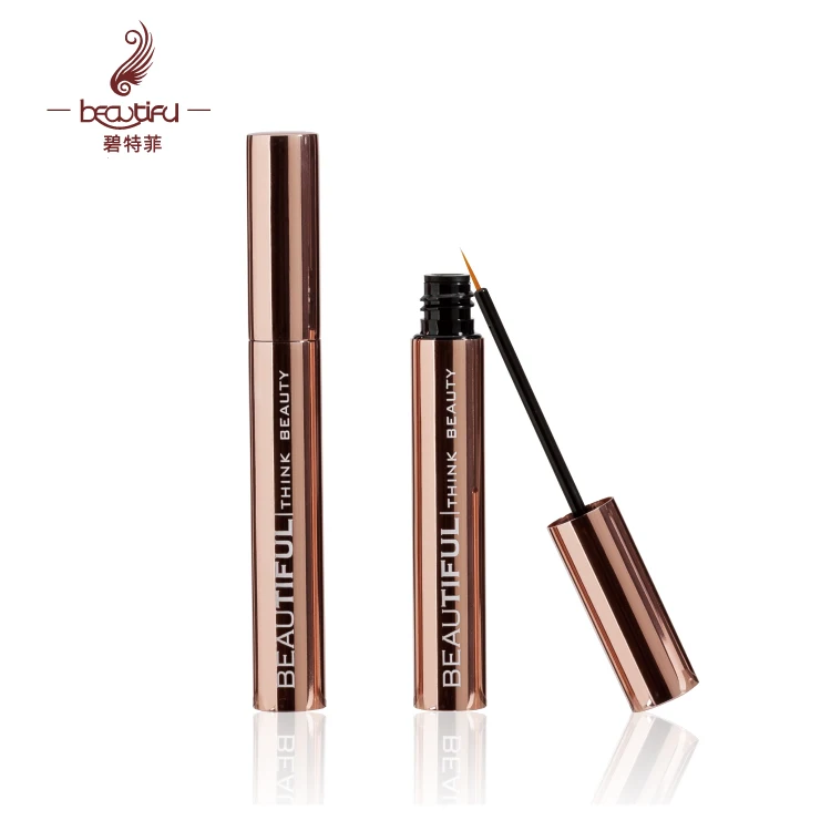 Shiny rose gold aluminum eyelash serum bottle , luxury metal tube for 3ml 4ml lash serum , empty lash growth container