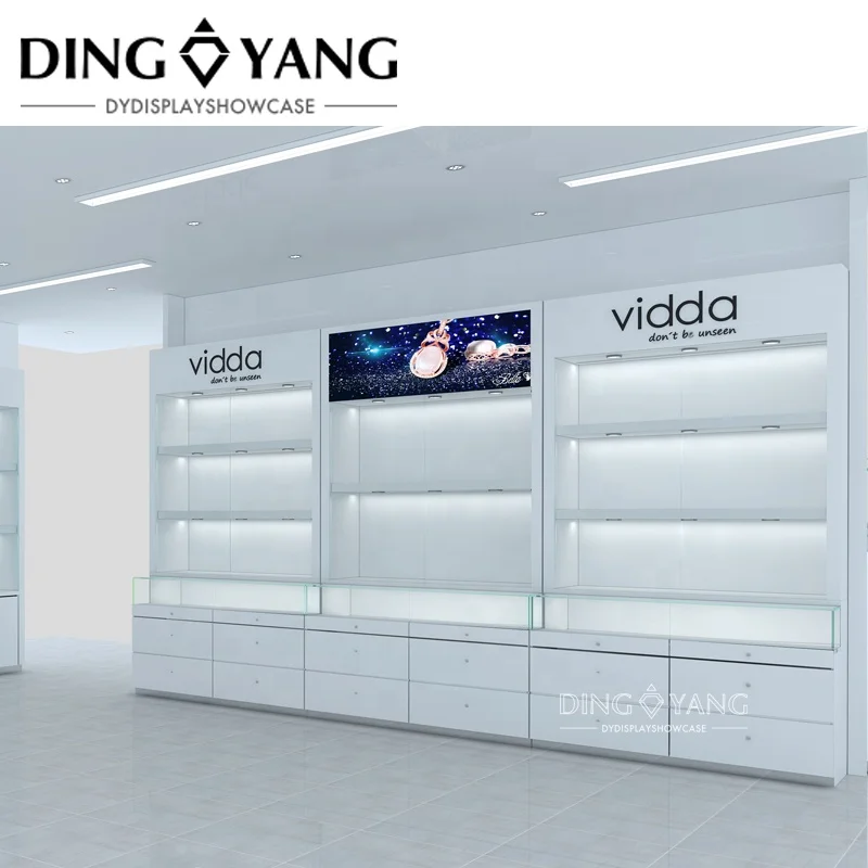 Custom Durable Jewelry Showcase , Fashionable Jewelry Showcase , Installed Led Lights and Enclosed Large Storage With Locks