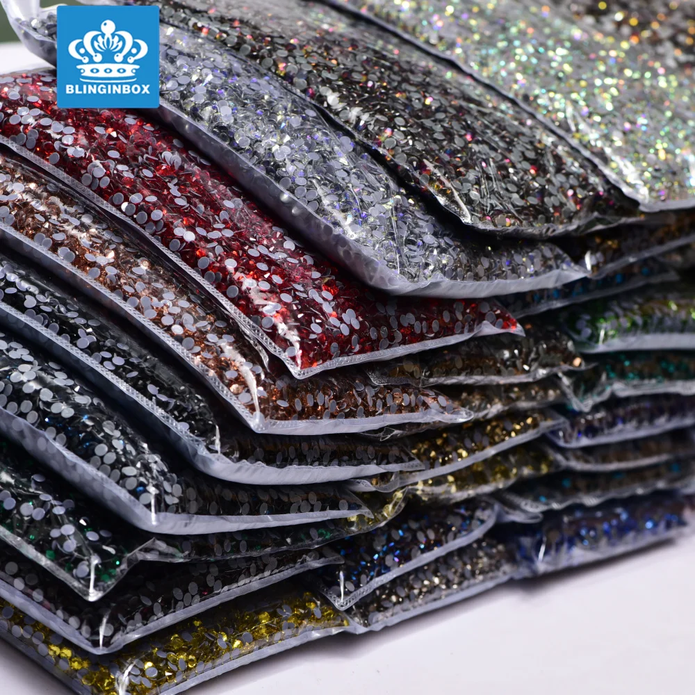 Blinginbox Good Quality Hotfix Rhinestones Transfers Flat Back Strass Iron On Crystals AB Rhinestone For Wedding Dress Clothes