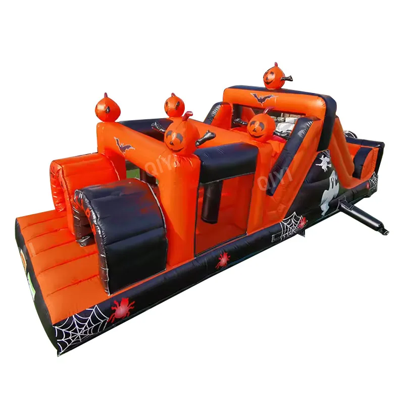 Inflatable jumping house with obstacles Halloween Obstacle Course  Pumpkin Bouncers for Halloween