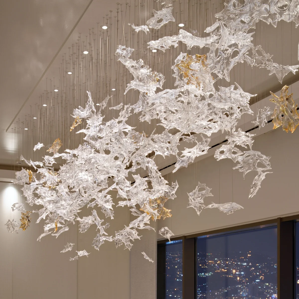 Modern design customized decoration project big hotel lobby glass chandelier