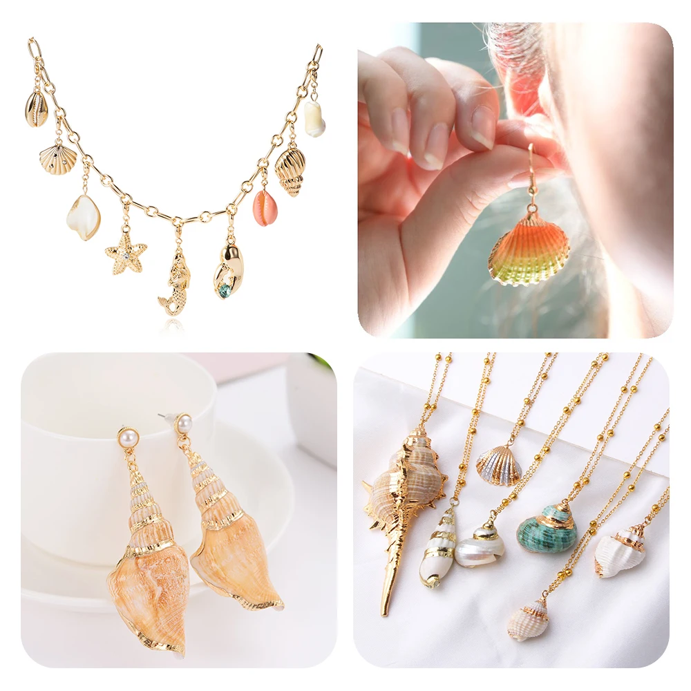 5/10pcs Gold Plated Colorful Seashells Beads Natural Shell Charms Pendants Beads for Diy Handmade Necklace Earring Accessories