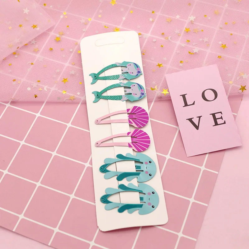 Korean print cute children hairpin girls paint princess cartoon bb clip fruit Hairgrips Baby hair accessories set