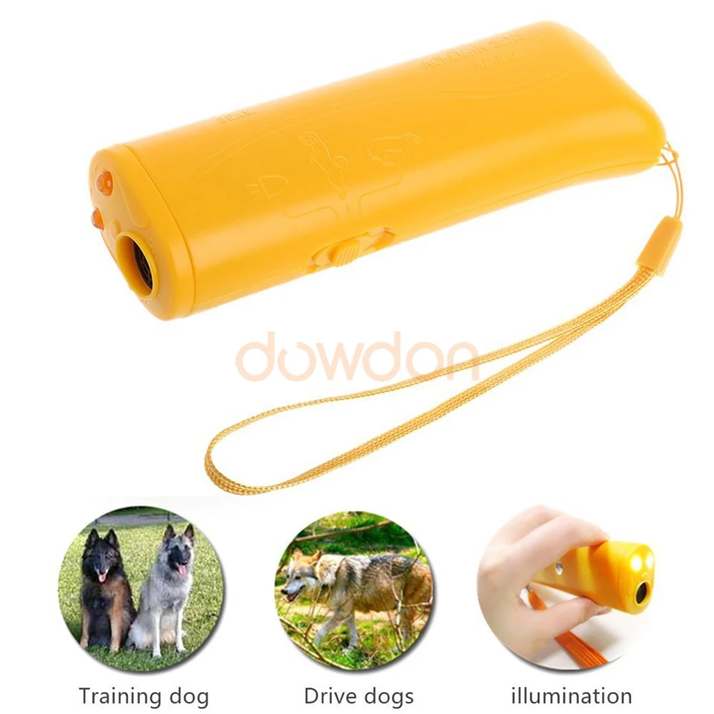 Портативный 3 в 1, ультразвуковой отпугиватель коры для собак