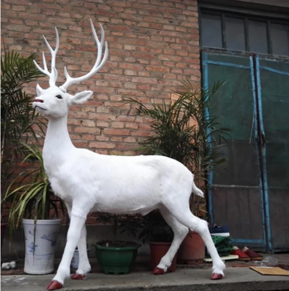 christmas reindeer outdoor decorative white deer realistic plush toy sika deer