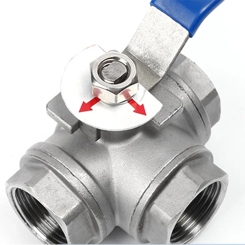 Three-Way Ball Valve With Switch Diverter Valve 304 316 Stainless Steel Female Threaded Ball Valve