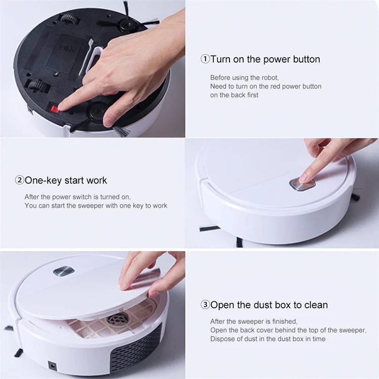 Rechargeable 3 IN 1 Mopping Vacuuming Dust Catcher Robot Vacuum Cleaner Floor Sweeping Robot Vacuum Cleaner
