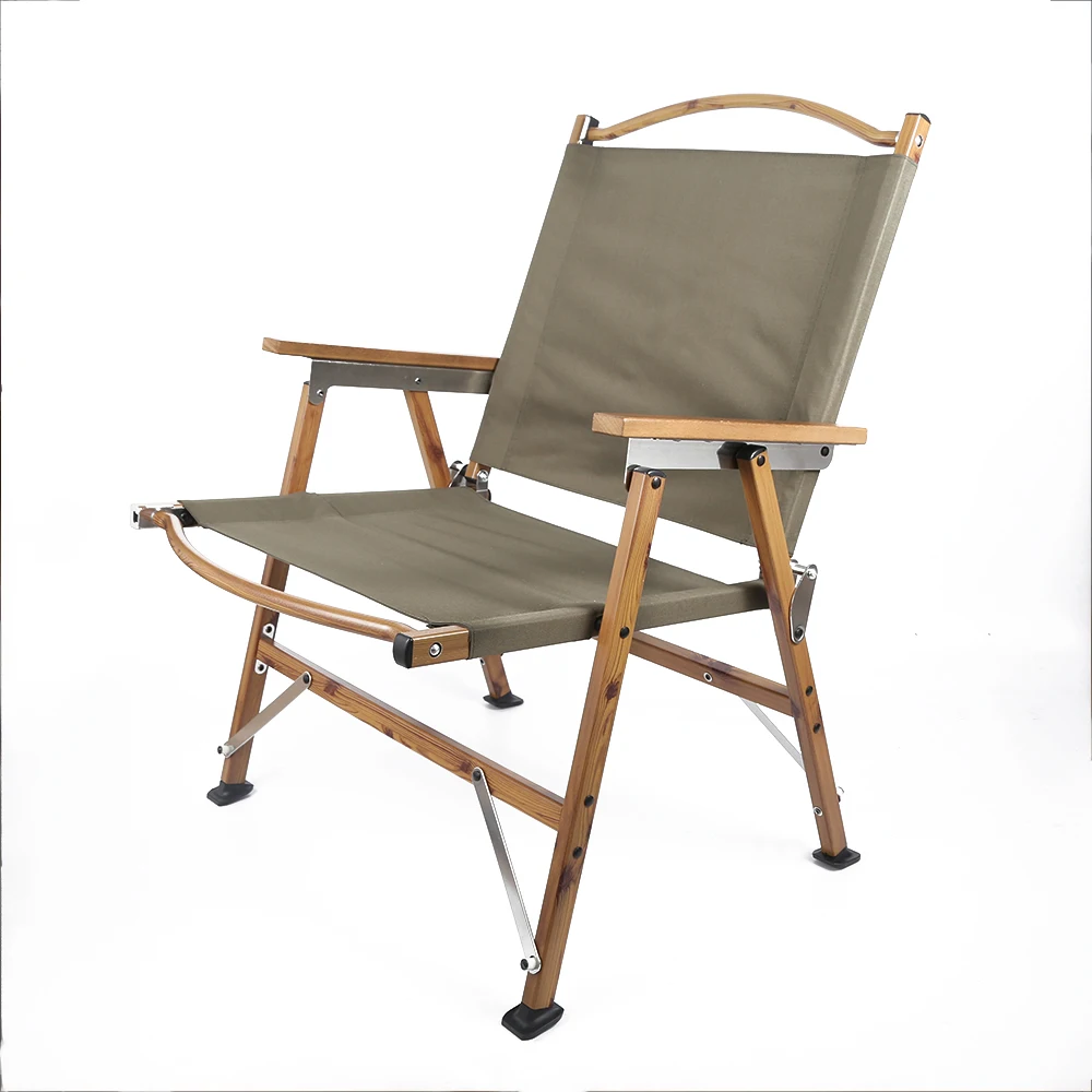 Garden Wood Grain Aluminum Alloy Portable Chair Outdoor Folding Chair