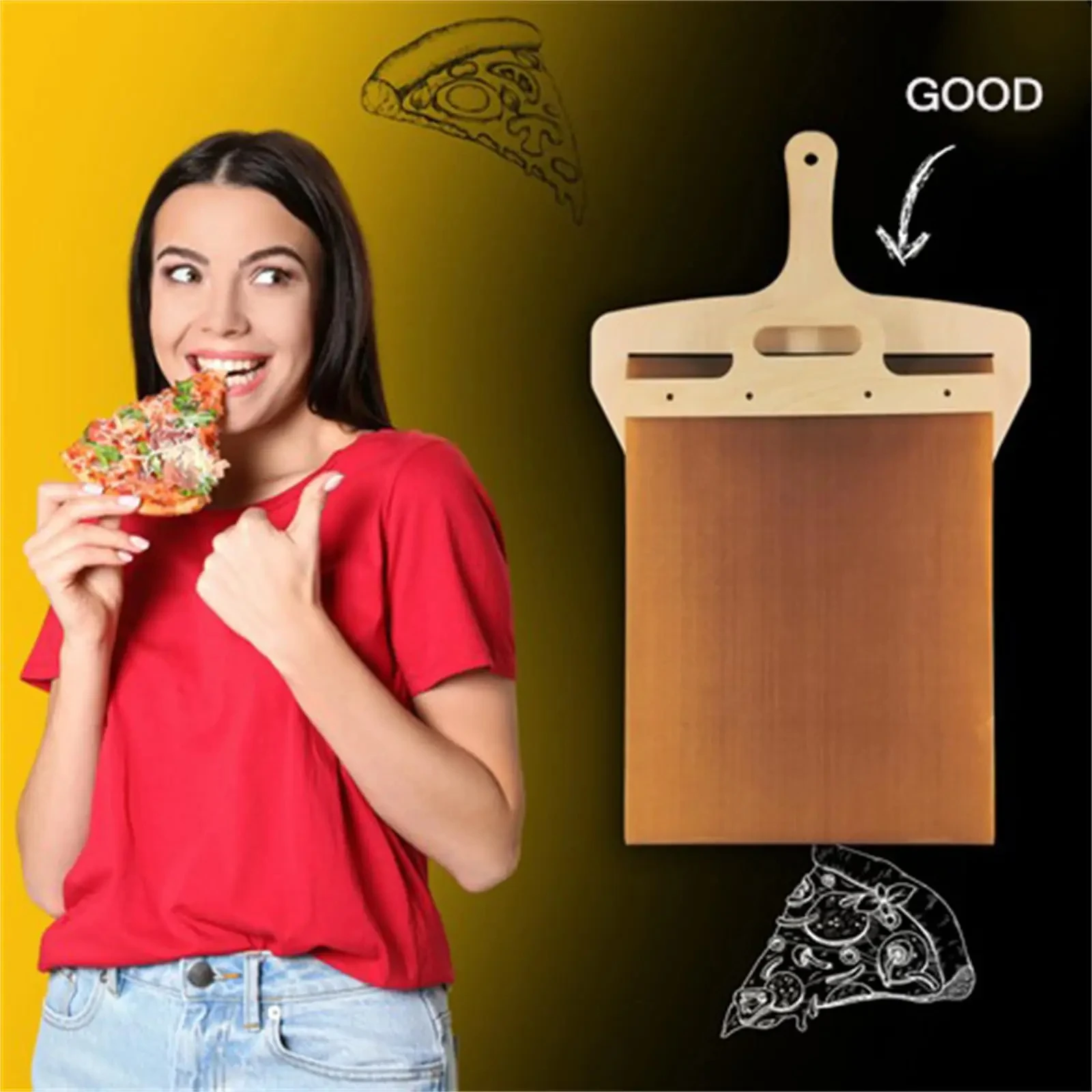 Wooden Sliding Pizza Shovel Portable Pizza Peel Pizza Spatula Paddle with Handle Baking Supplies Kitchen Tools
