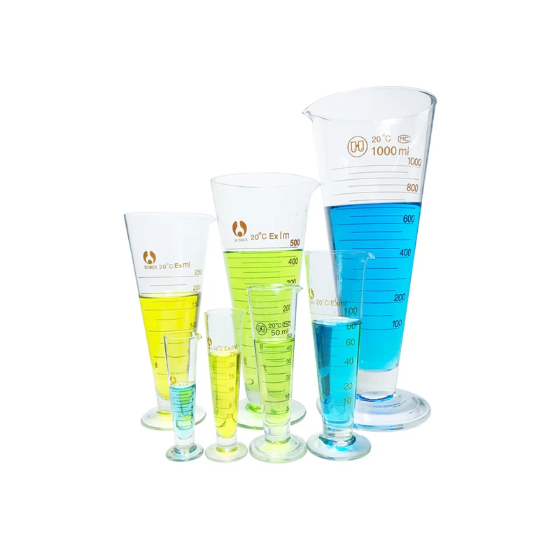 High quality 500ml High borosilicate glass triangle measuring cup with a scale  for laboratory