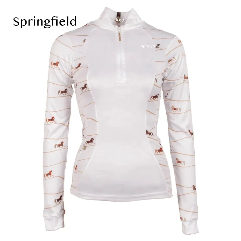 SF Horse Riding Shirt Equestrian Clothing Manufacturer Racing Polo Shirt Equestrian Base Layer Sublimation Printing Tops