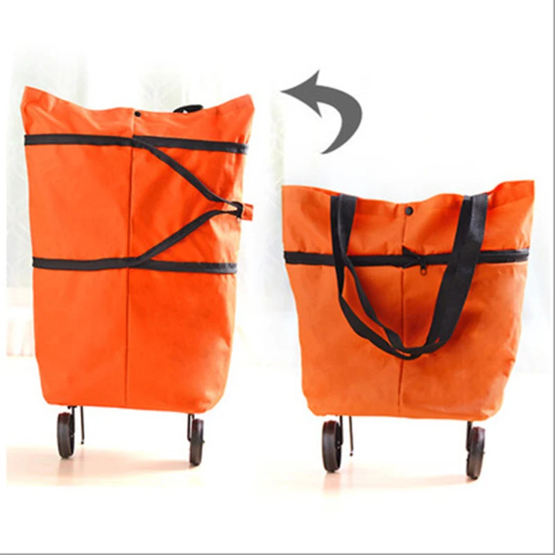 Factory Wholesale Household Fashionable Portable Foldable Shopping Bags Large Capacity Trolley Bag With Wheels