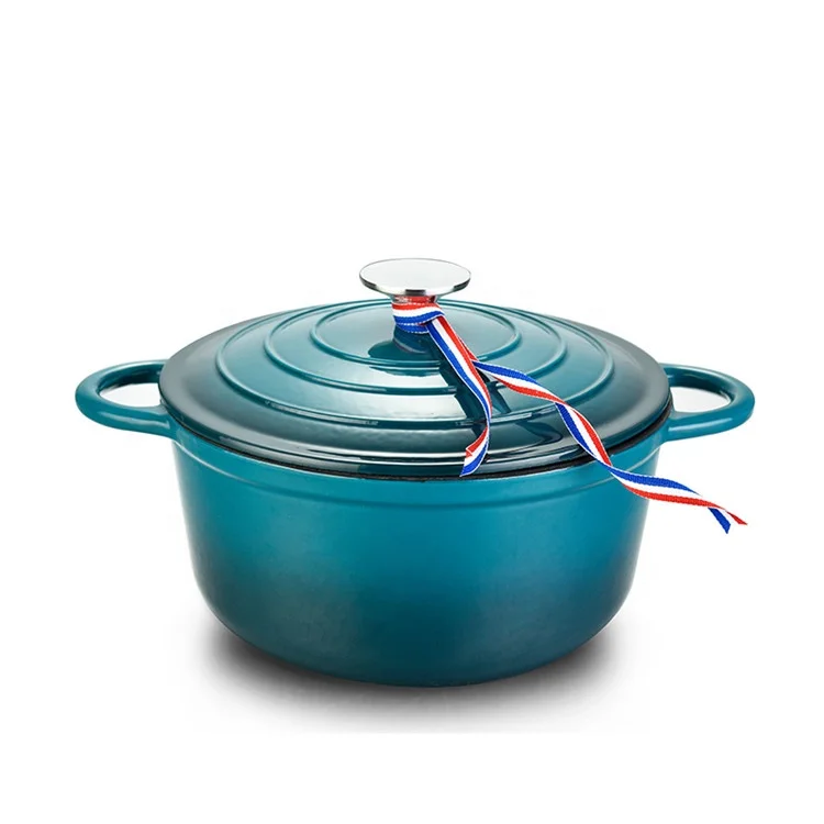 French Large Multicoloured Cast Iron Casserole Saucepans Pot Enamel Dutch Oven