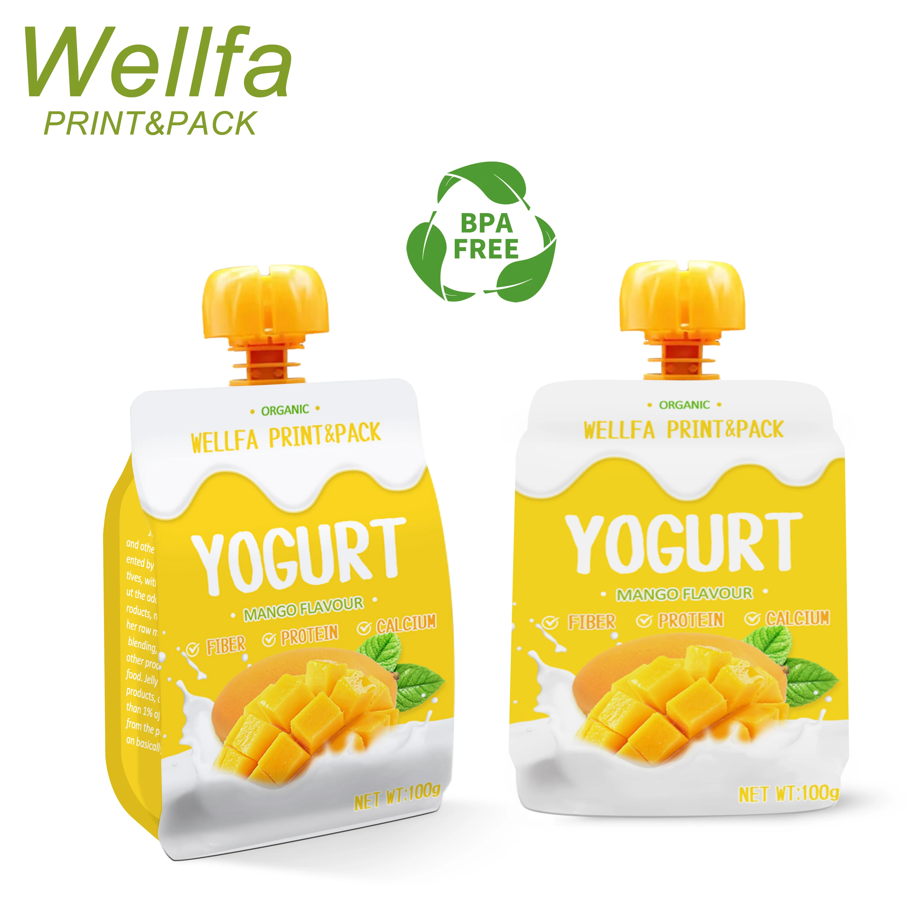 Custom Printed Bolsas Reusable Squeeze Baby Food Jelly Spout Pouch Bag Juice Fruit Apple Sauce Yogurt Packaging