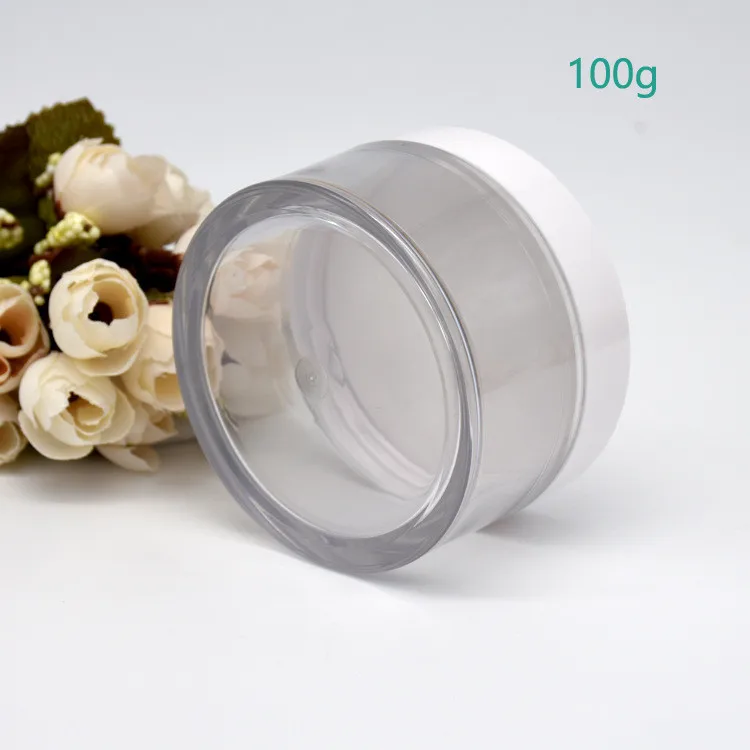 30g 50g 100g PET cosmetics empty thickened cream clear jar with white cap