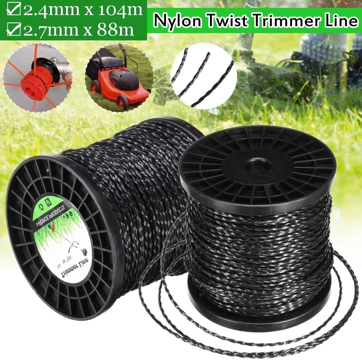 Grass Trimmer Line 2.4/2.7mm Grass Cut Strimmer Line Round Nylon Cord Wire String For Grass Trimmer