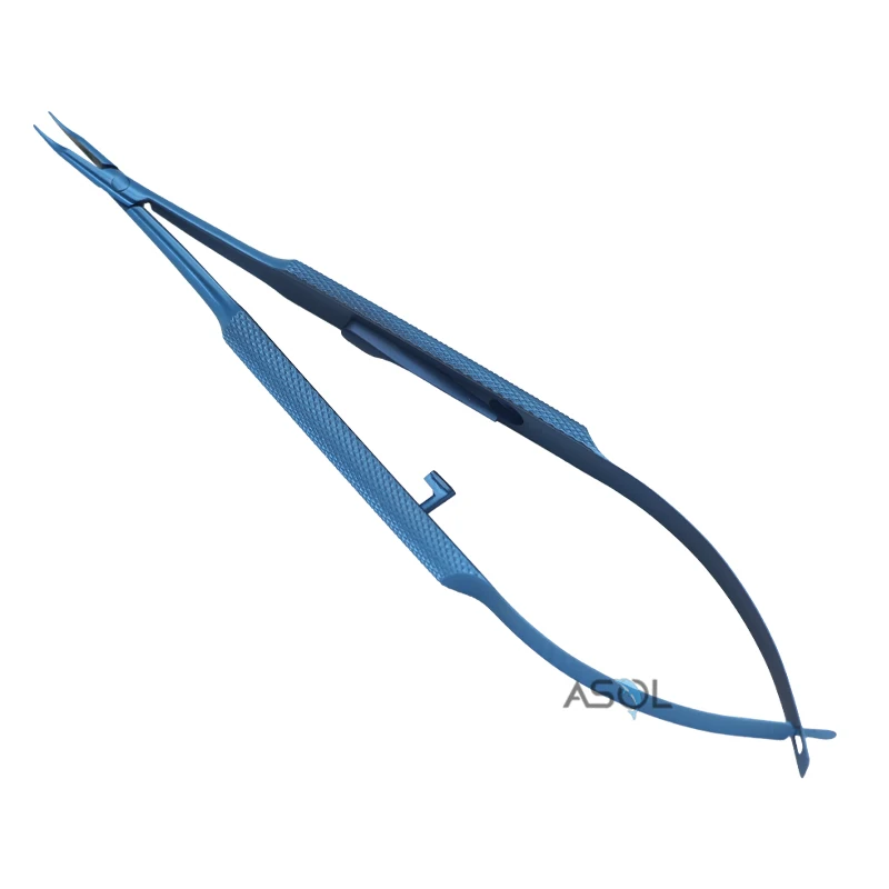 Delicate titanium micro curved with lock needle holder 115mm surgery instrument