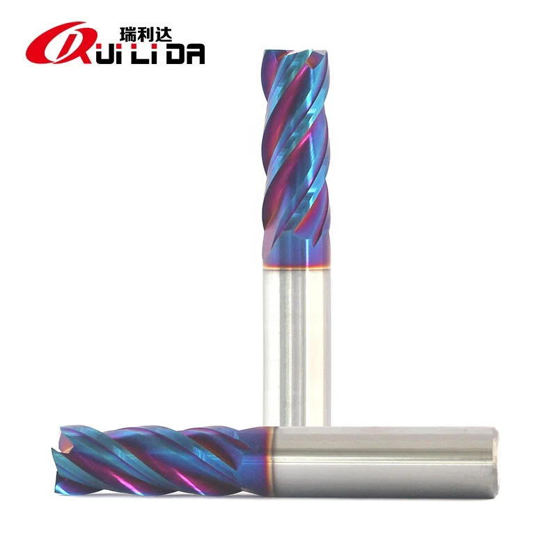 RLD 2020 famous high hardness carbide cutting tools blue naco coating flat end mills 4 flutes