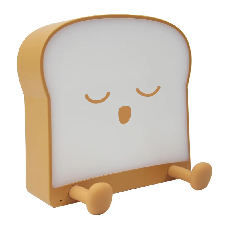 Cute Nightlights Cartoon Toast Bread Led Lamp Mobile Phone Holder Bedroom Bedside Usb Charging Lamp Birthday Gifts for Kids New