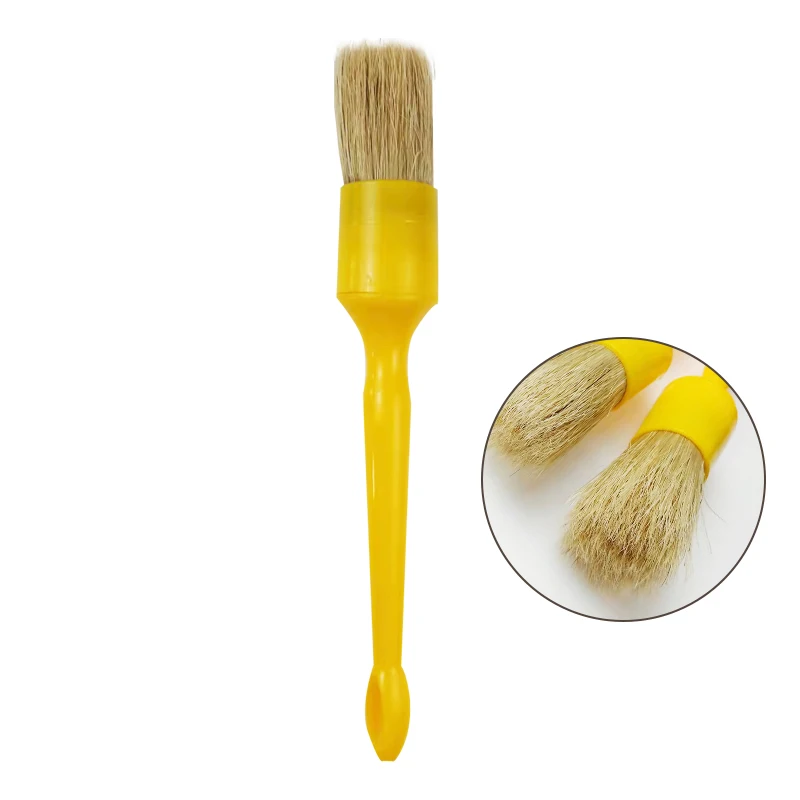 Plastic handle customized logo 5 PCS hog bristle round brush for car washing cleaning